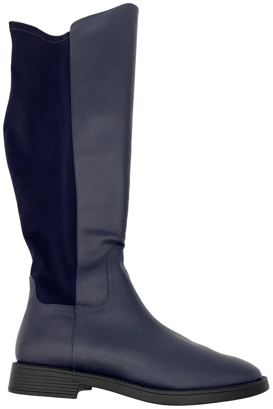Ninety Union Women's Crush Leather Tall Shaft Riding Boots Navy - Medium